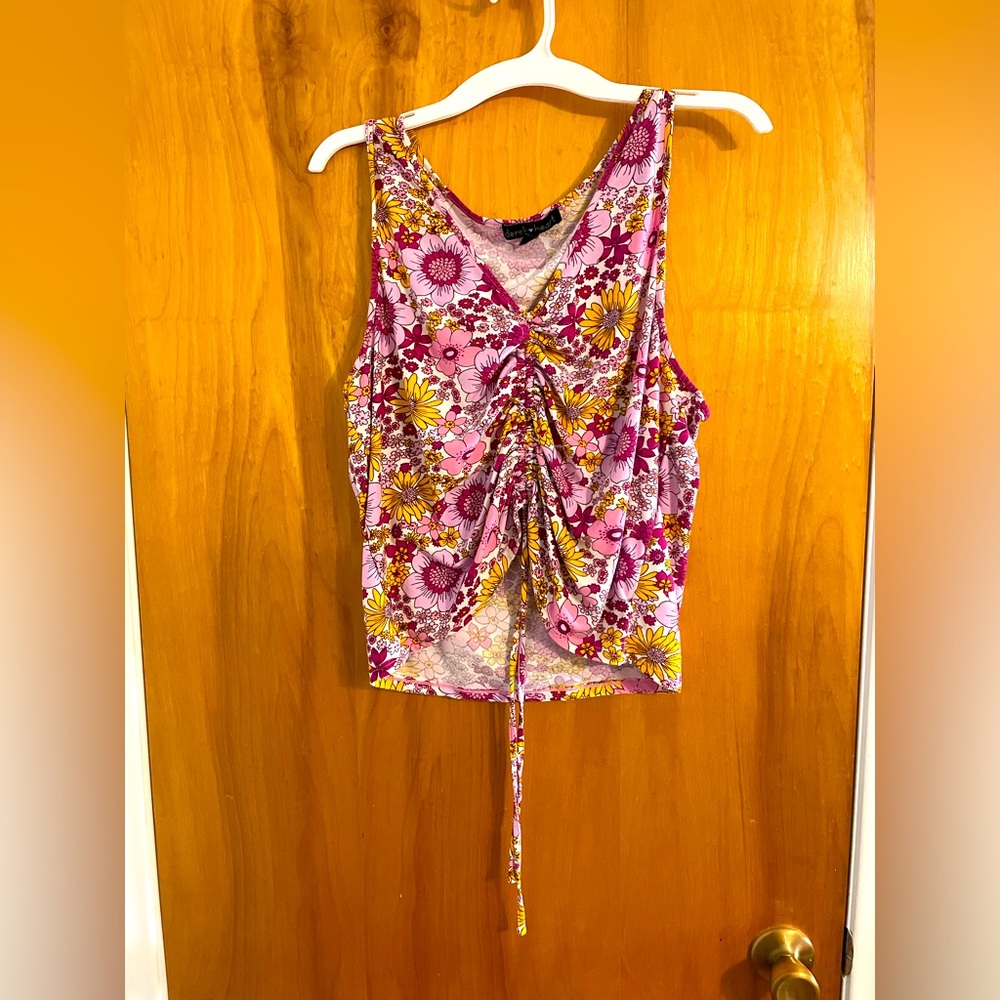 Derek Heart Mod Floral Adjustable Tank Top 2x